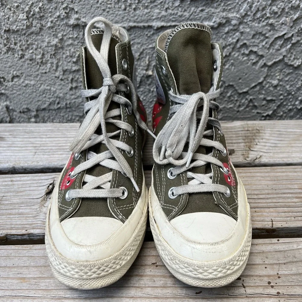 Converse Shoes Women Size 7 Comme Des Garcons Play Green High Top Chuck 70 Heart